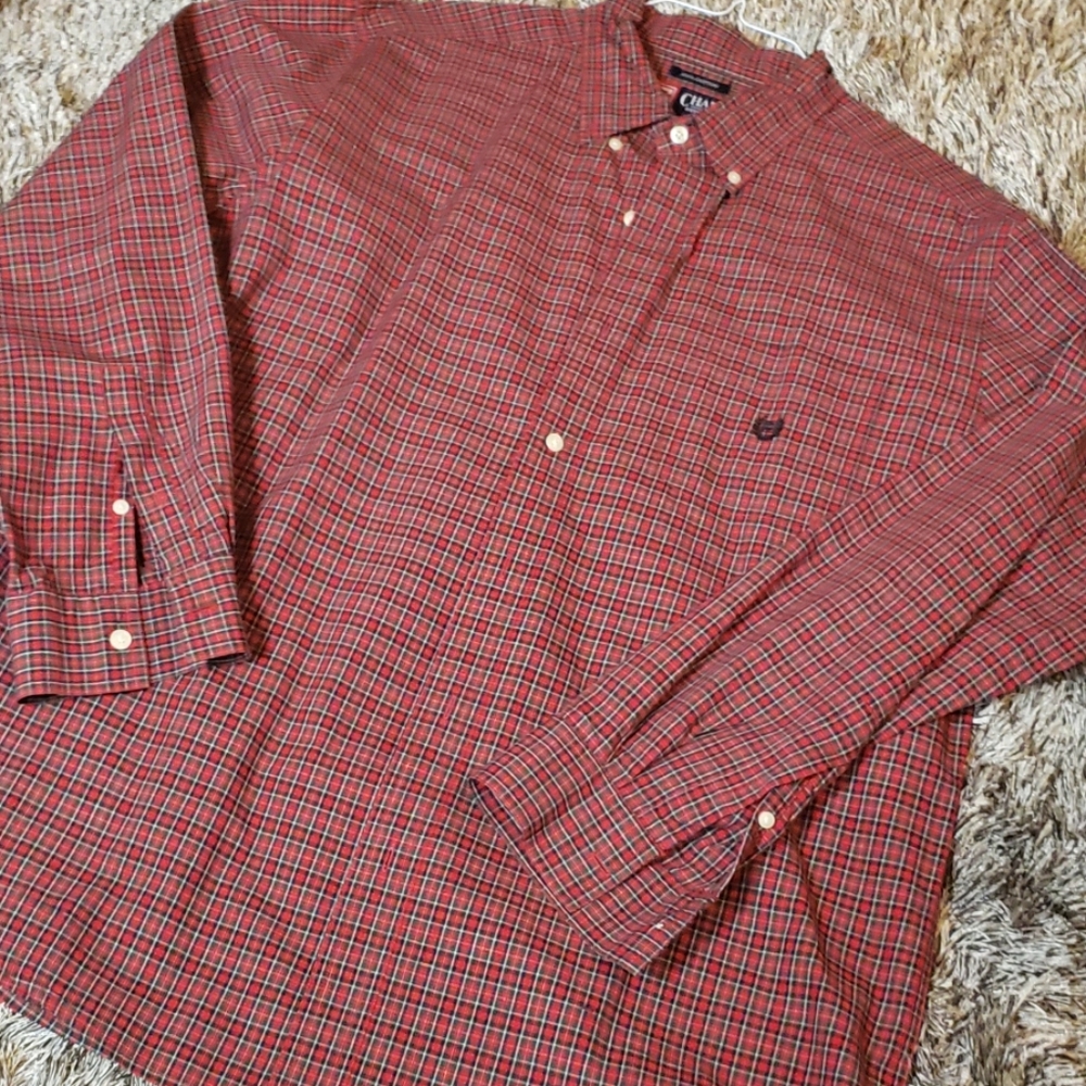 Plaid chaps L button down shirt